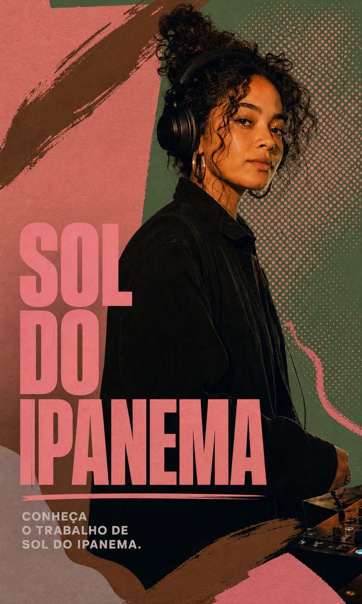 Capa do presskit de Sol do Ipanema: colagem e halftone